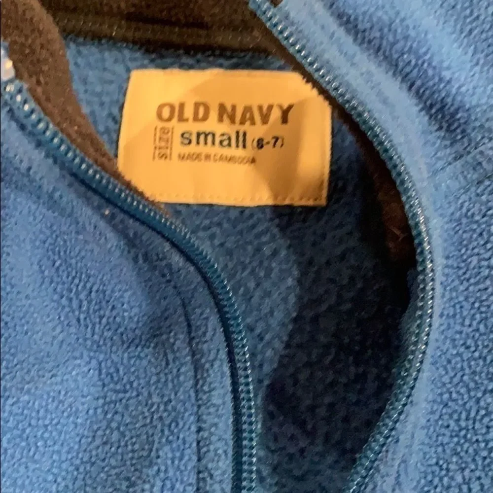 𝅺OLD Navy skull fleece boys blue 1/4 zip size small